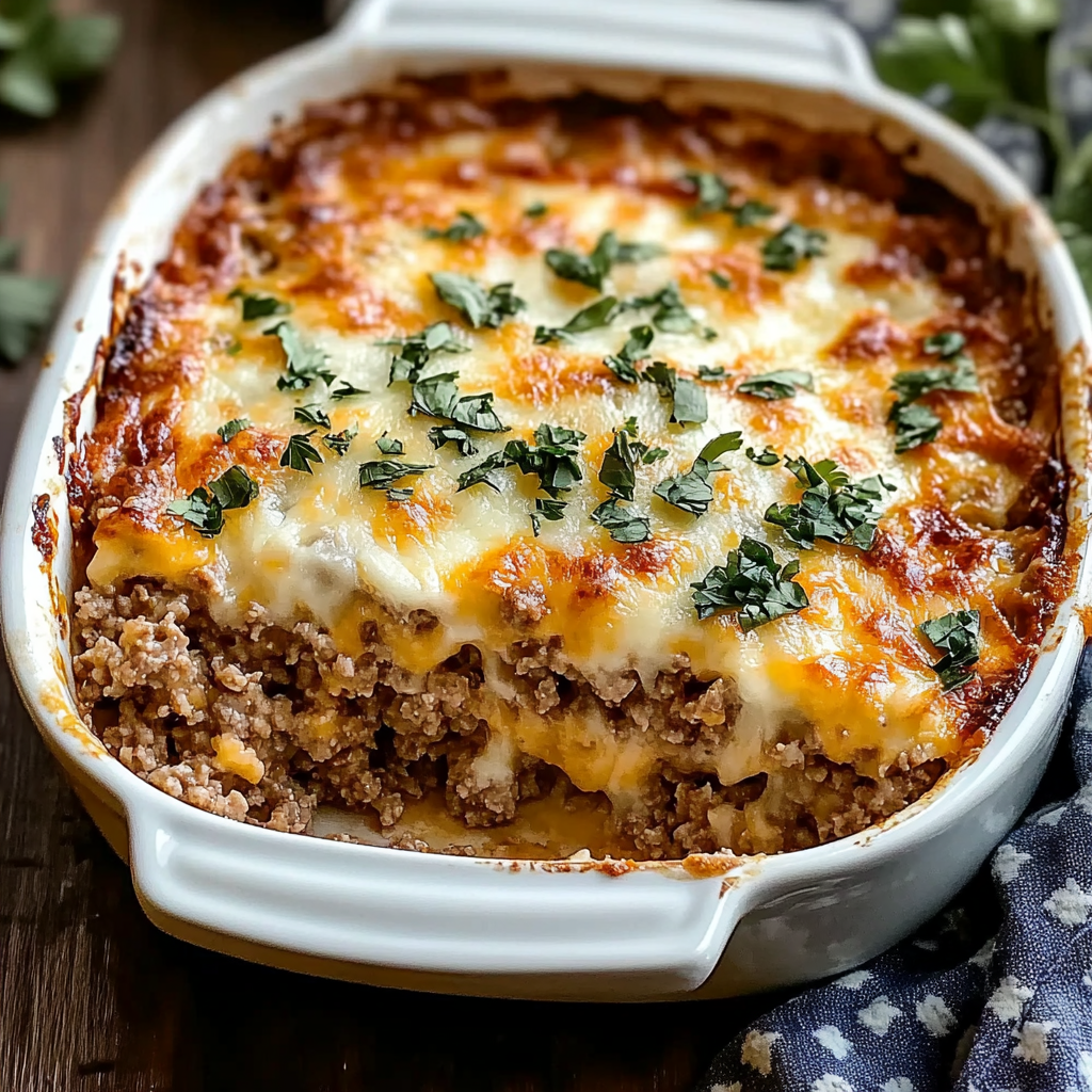 Recipe preparation for Ground Beef and Cauliflower Rice Casserole