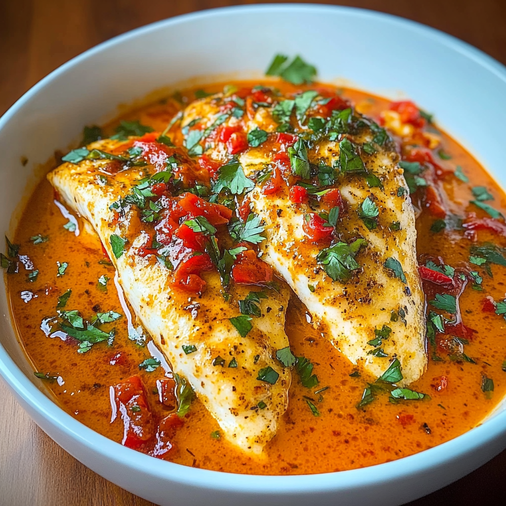 Recipe preparation for Quick Tilapia in Roasted Pepper Sauce