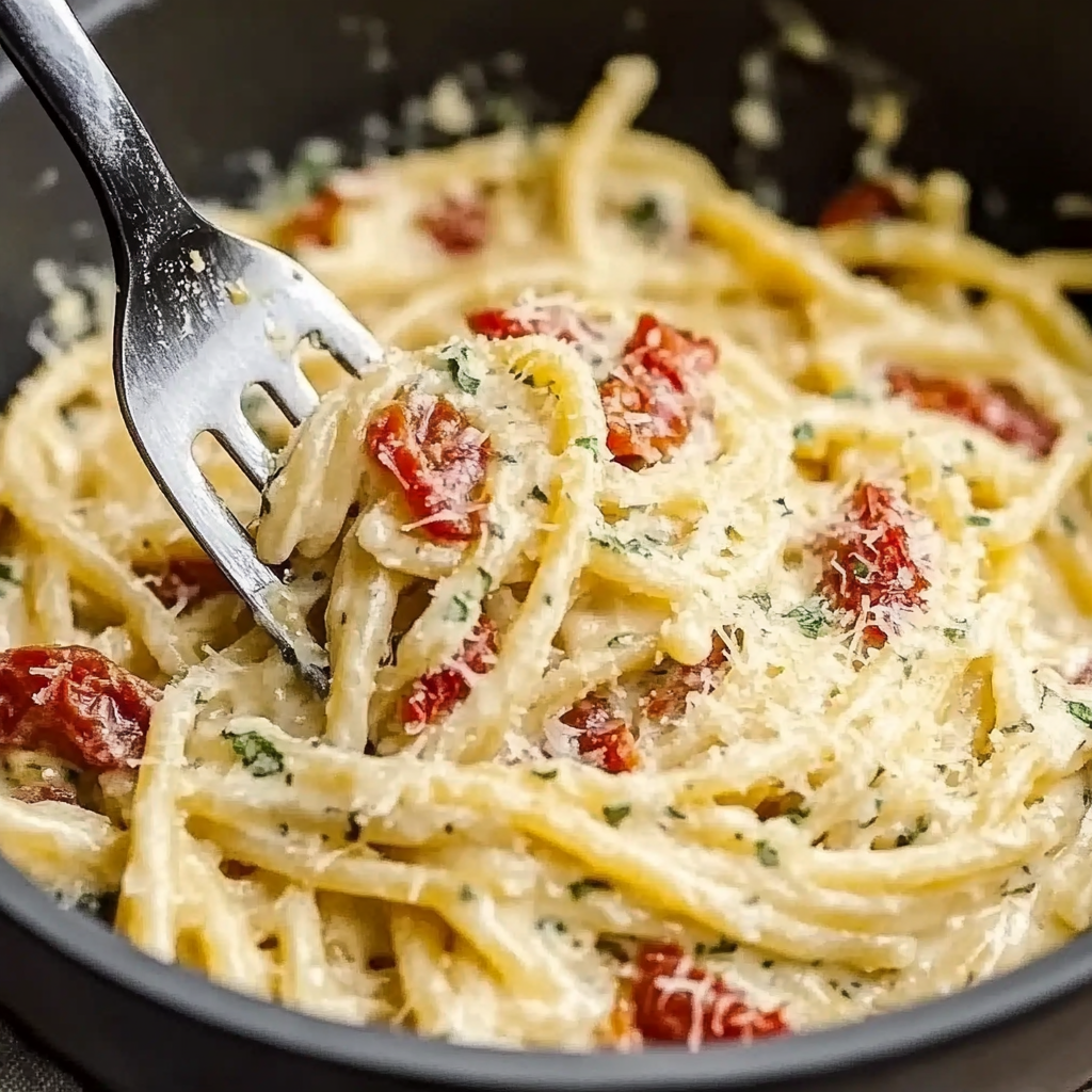 Recipe preparation for Sun-Dried Tomato Pasta