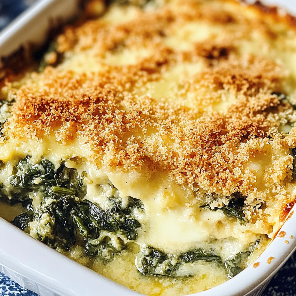 Recipe preparation for Spinach Rockefeller Casserole