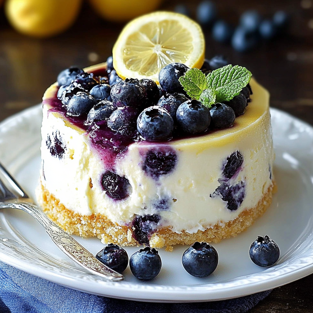 Recipe preparation for Lemon Blueberry Cheesecake Cake