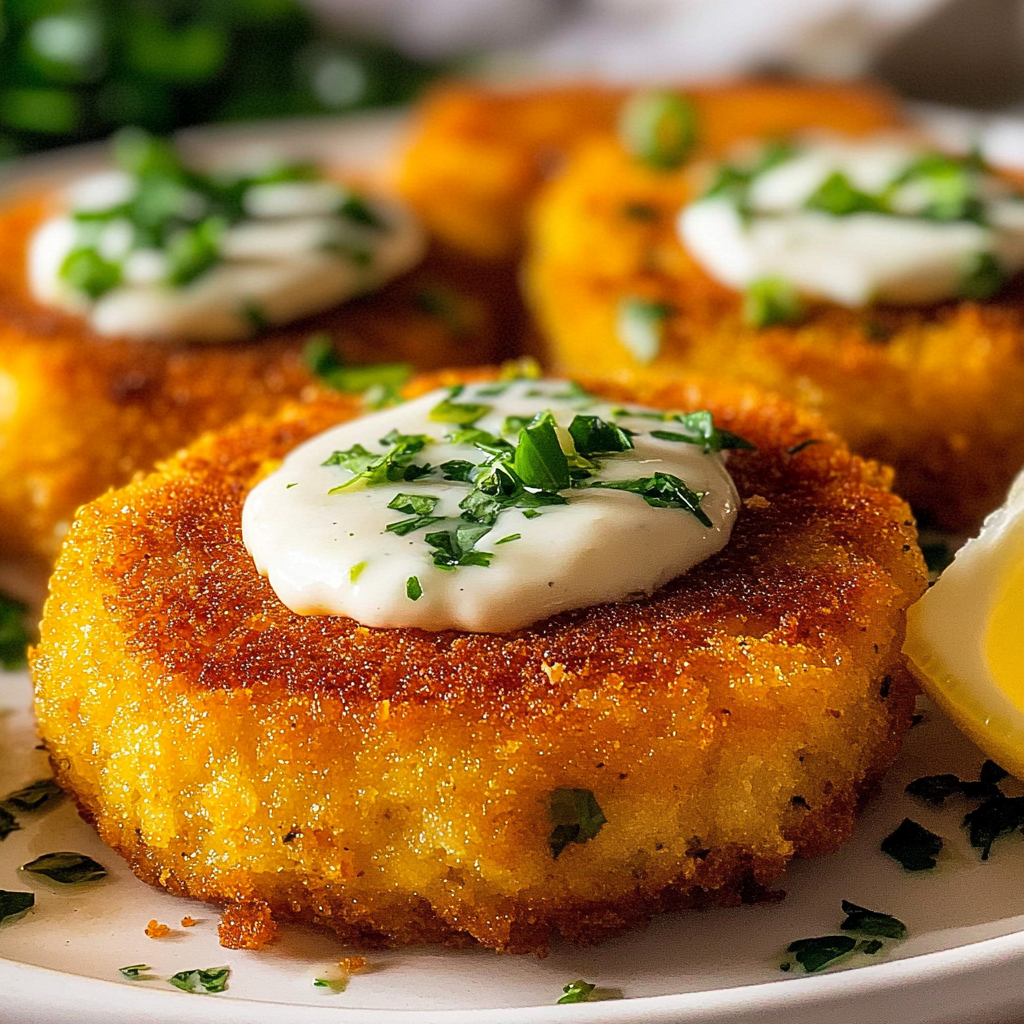 Recipe preparation for Salmon Patties Lemon-Garlic Sauce