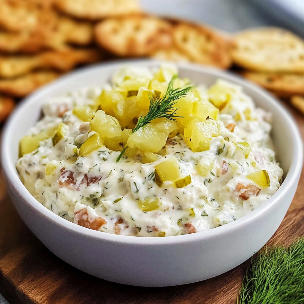 Recipe preparation for Dill Pickle Dip Recipe