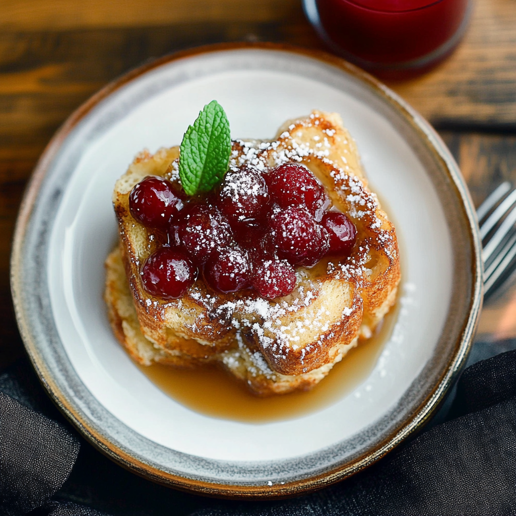 Recipe preparation for Eggnog Croissant French Toast Bake