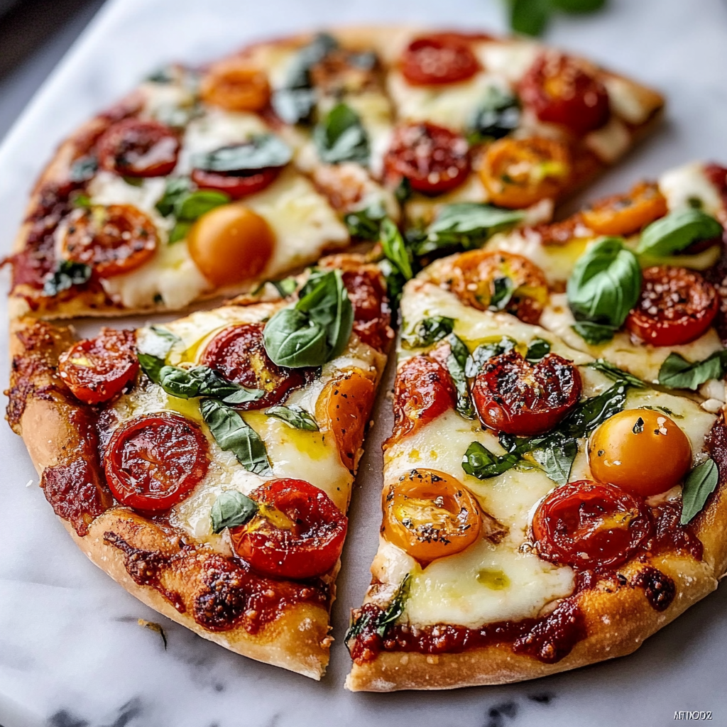 Recipe preparation for Summertime Easy Caprese Pizza