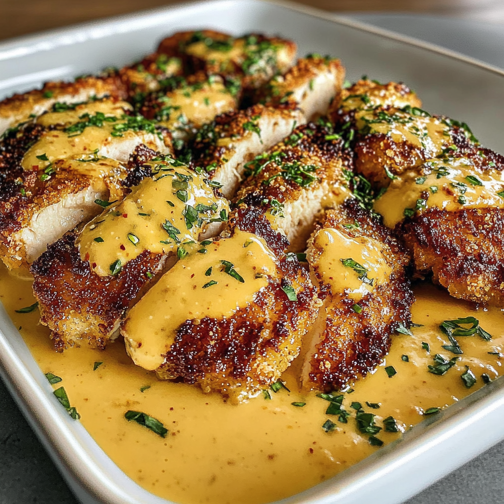 Recipe preparation for Pretzel Crusted Honey Mustard