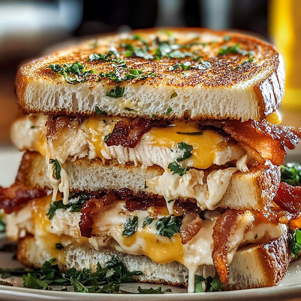 Recipe preparation for Cheddar Bacon Ranch Chicken Melt