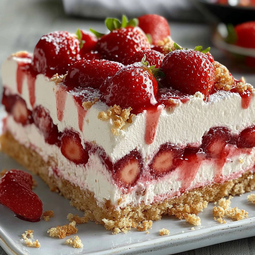 Recipe preparation for Strawberry Cream Cheese Icebox Cake