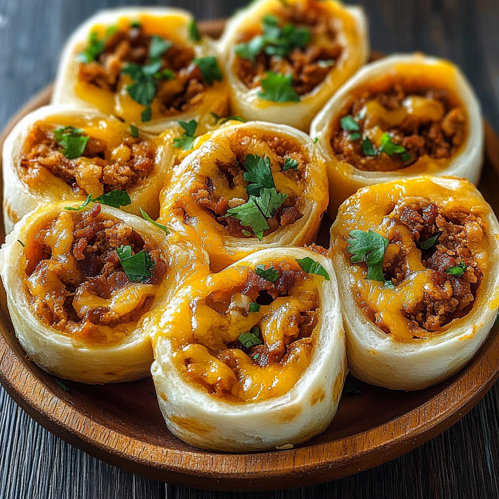 Recipe preparation for Cheesy Taco Pinwheels