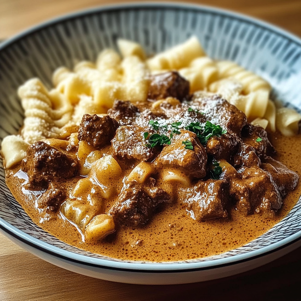 Recipe preparation for Creamy German Goulash
