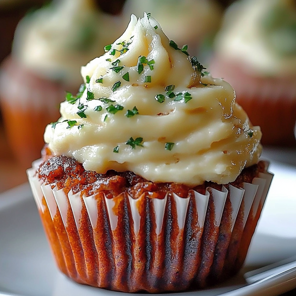 Recipe preparation for Meatloaf Cupcakes with Frosting