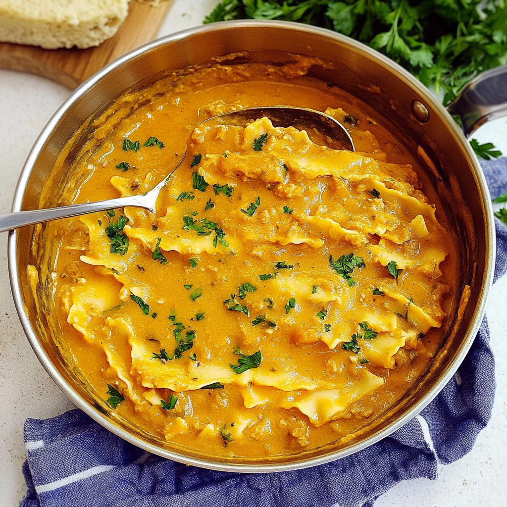 Recipe preparation for Vegane Lasagne Suppe