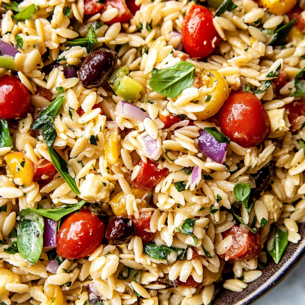 Recipe preparation for orzo pasta salad