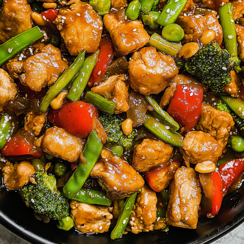 Recipe preparation for healthy cashew chicken stir fry