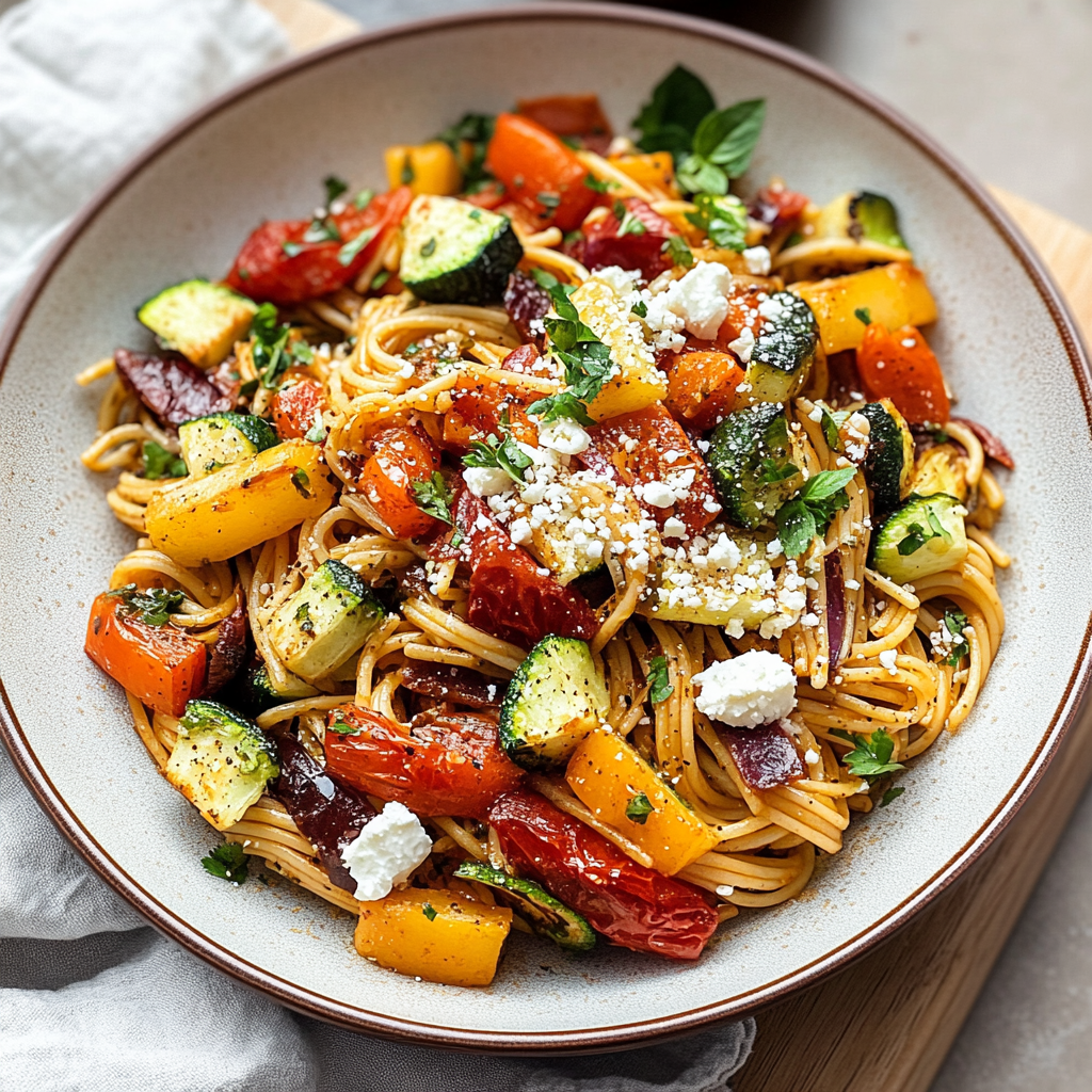 Recipe preparation for Roasted Vegetable Pasta