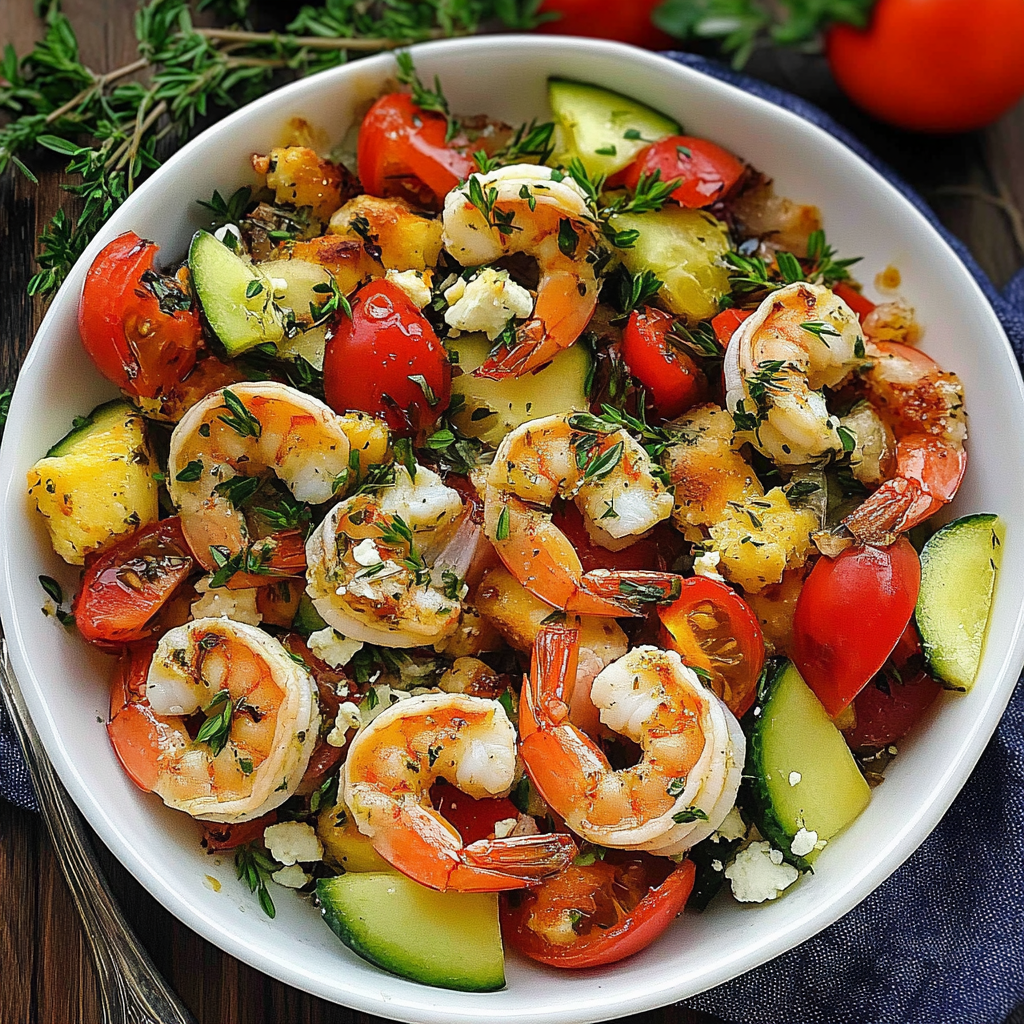Recipe preparation for Greek Shrimp Salad