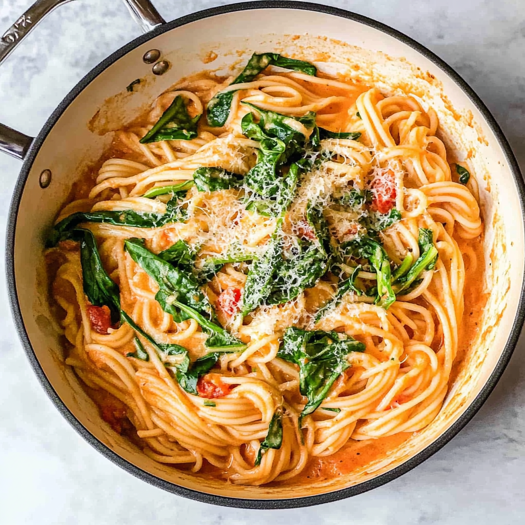 Recipe preparation for one pot creamy tomato pasta