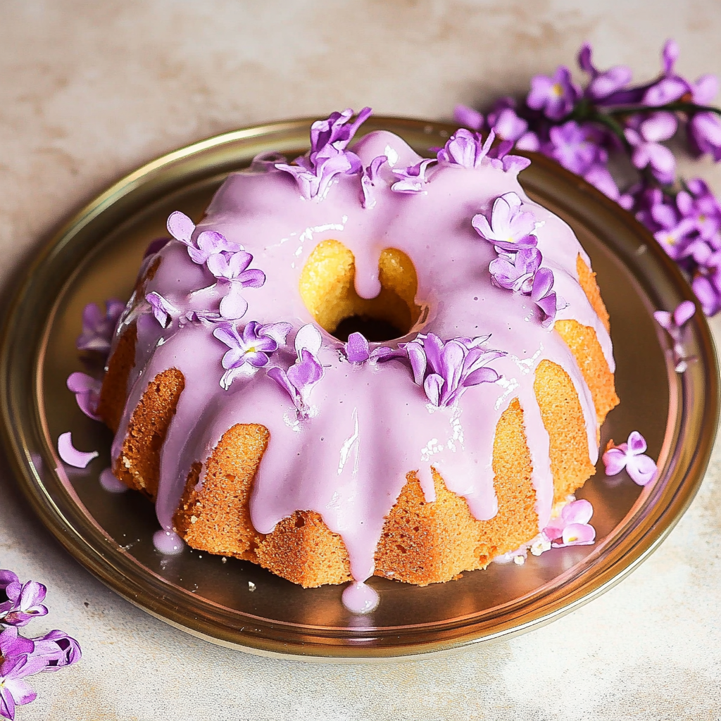 Recipe preparation for Lilac Bundt Cakes