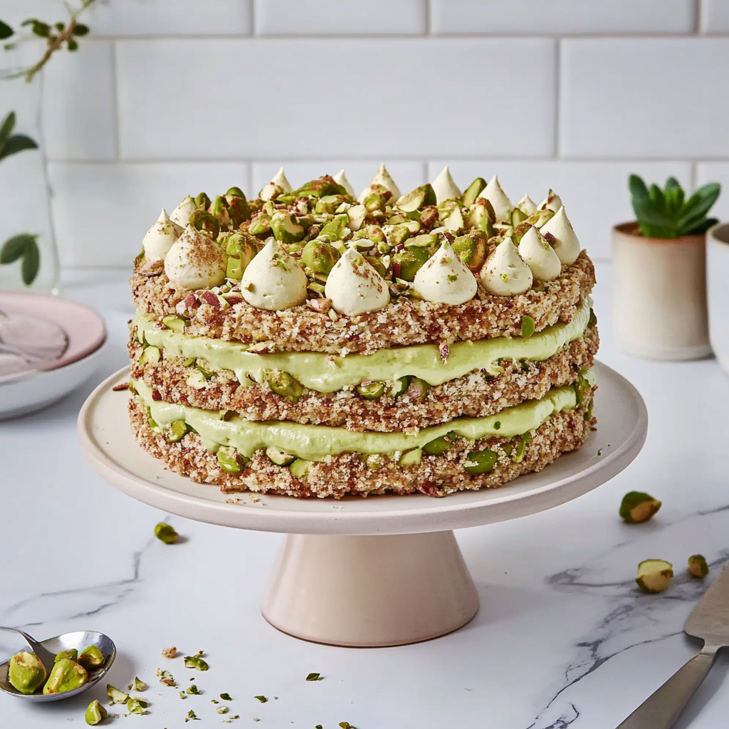 Recipe preparation for Pistachio Dacquoise