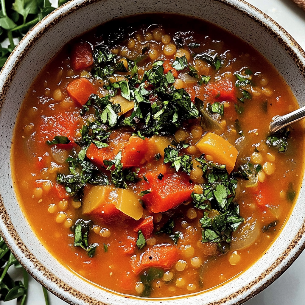 Recipe preparation for Mediterranean Lentil Soup