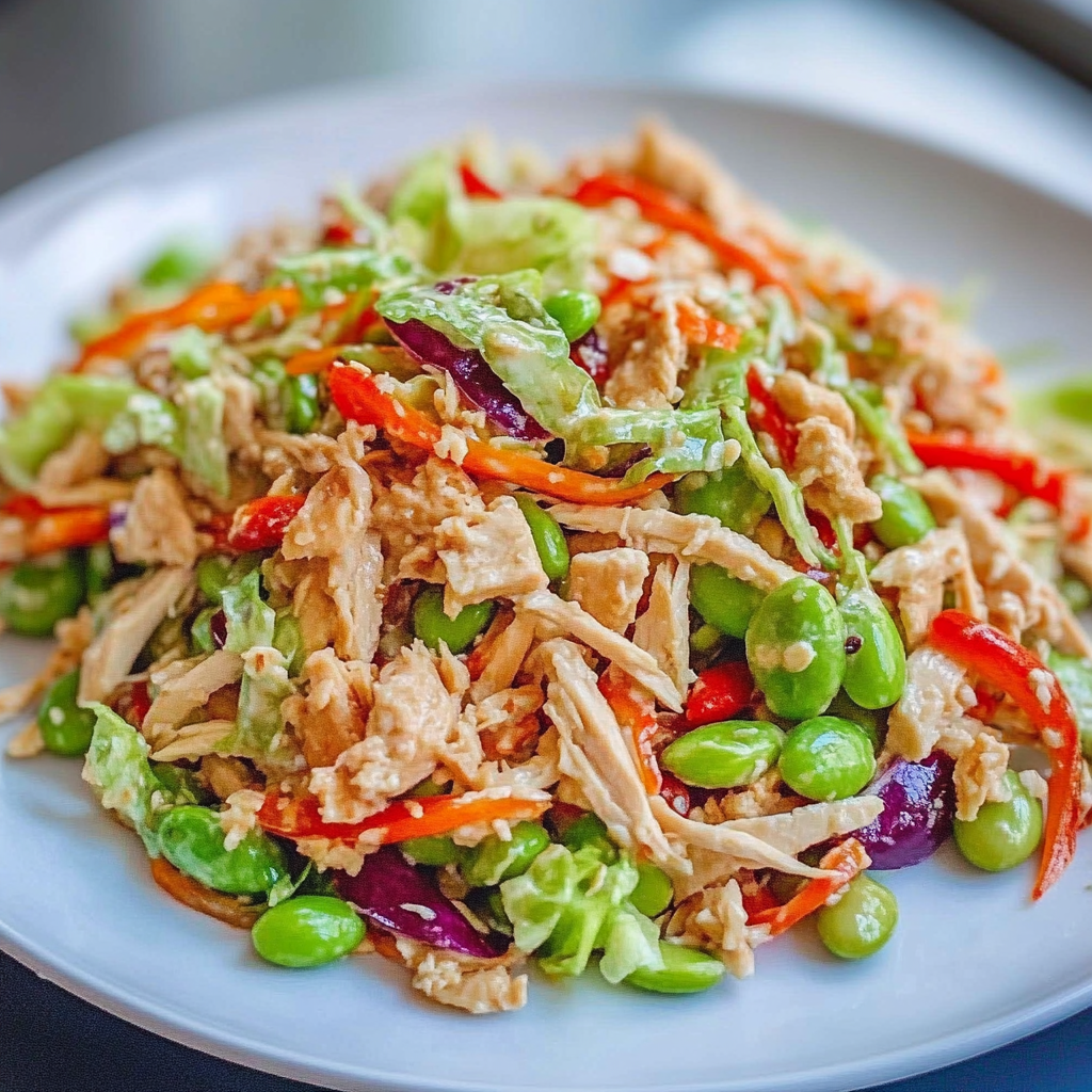 Recipe preparation for Edamame Crunch Chicken Salad