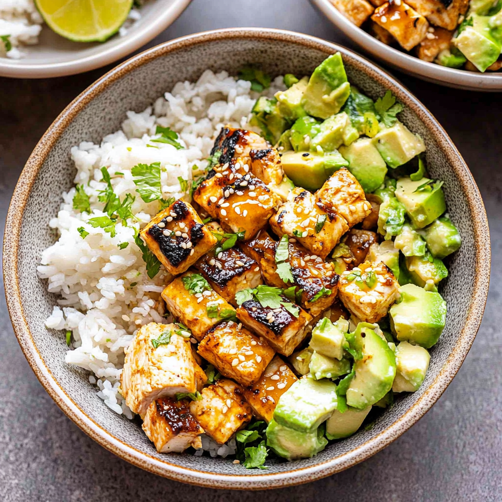 Recipe preparation for Honey Chipotle Chicken Rice Bowls