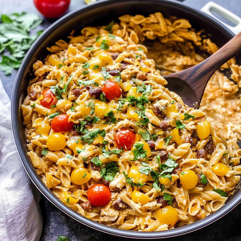 Recipe preparation for Chicken Enchilada Pasta