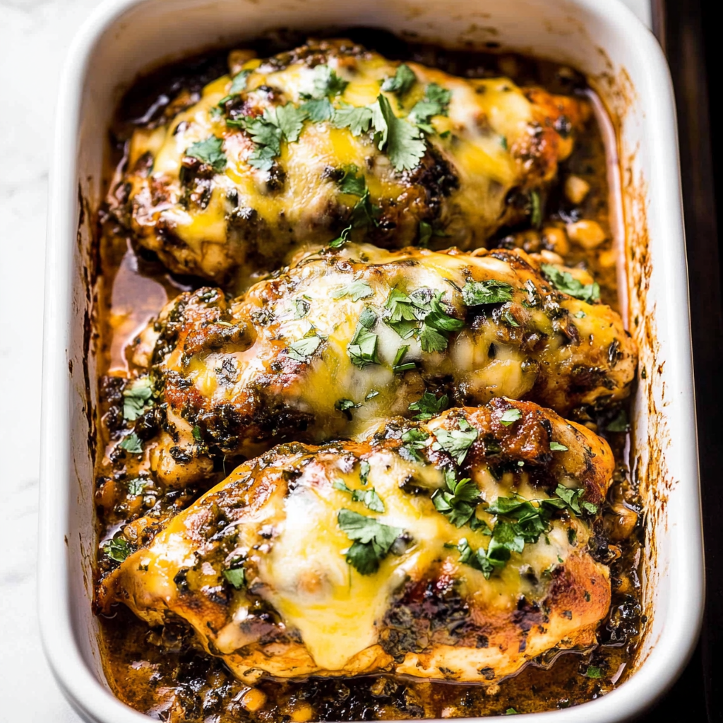 Recipe preparation for Salsa Verde Baked Chicken