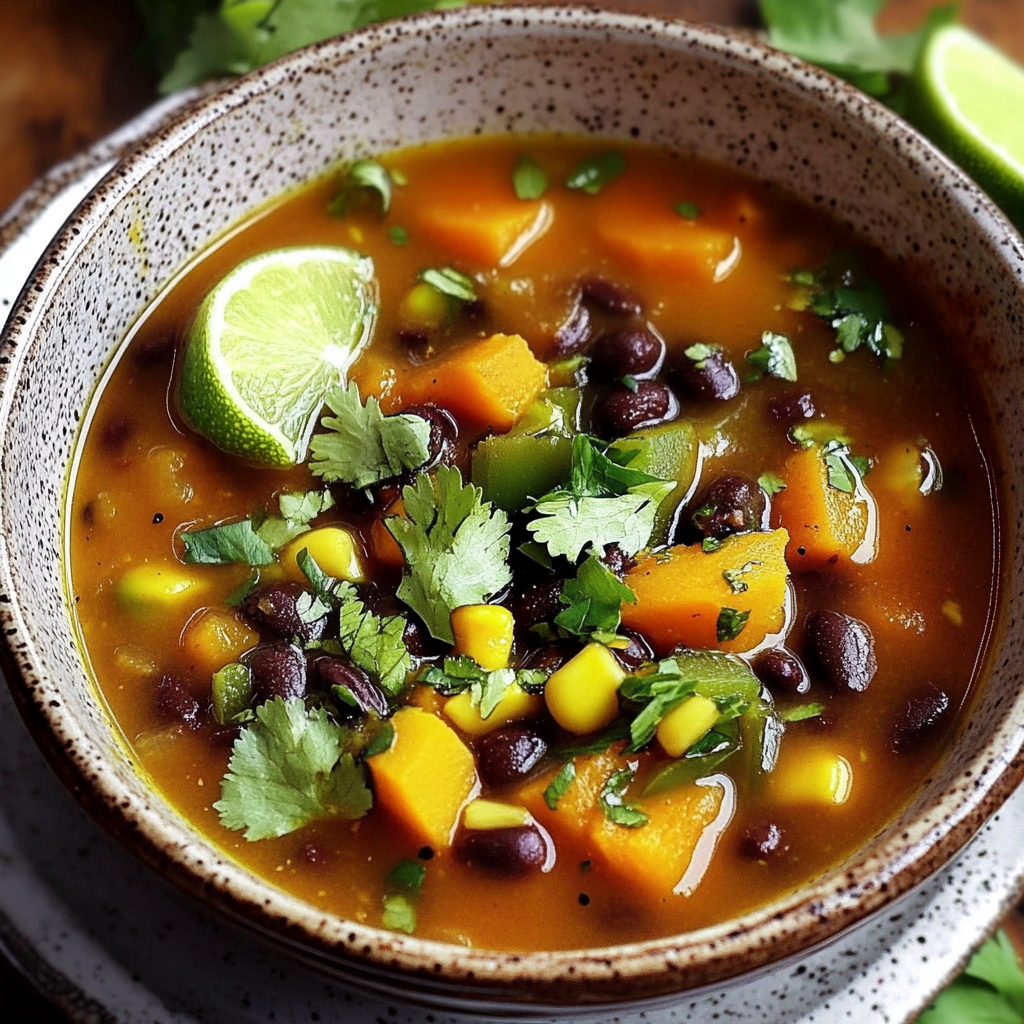 Recipe preparation for Sweet Potato Black Bean Soup