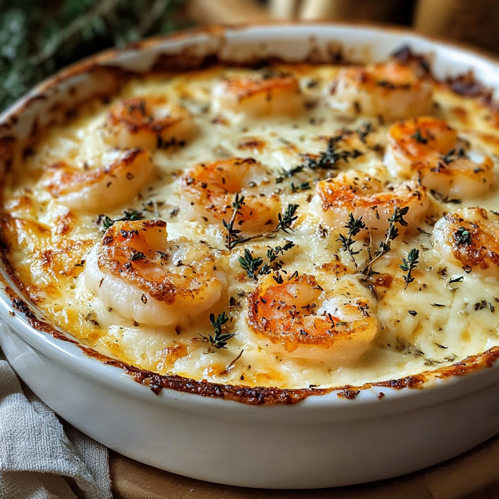 Recipe preparation for Keto Garlic Shrimp Au Gratin