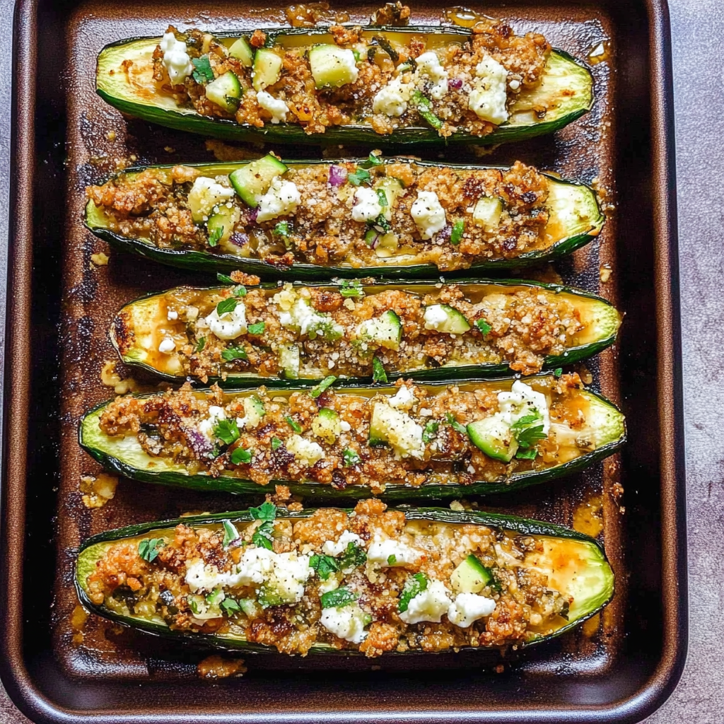 Recipe preparation for Mediterranean Zucchini Boats