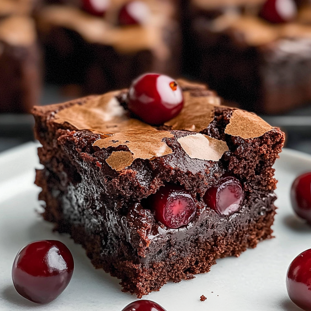 Recipe preparation for Roasted Chocolate Cherry Brownies