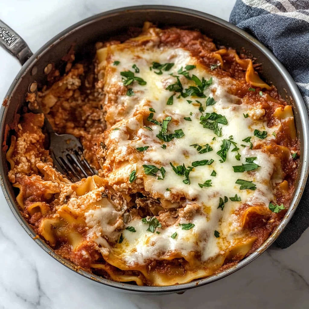 Recipe preparation for Skillet Lasagna