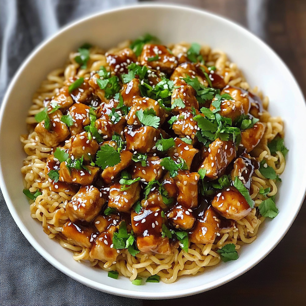 Recipe preparation for Kung Pao Chicken Noodles