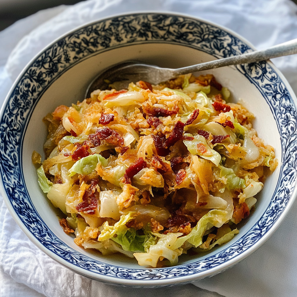 Recipe preparation for fried cabbage
