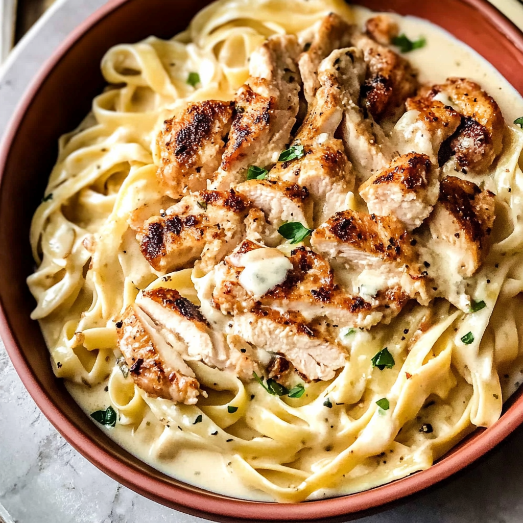 Recipe preparation for chicken fettuccine alfredo