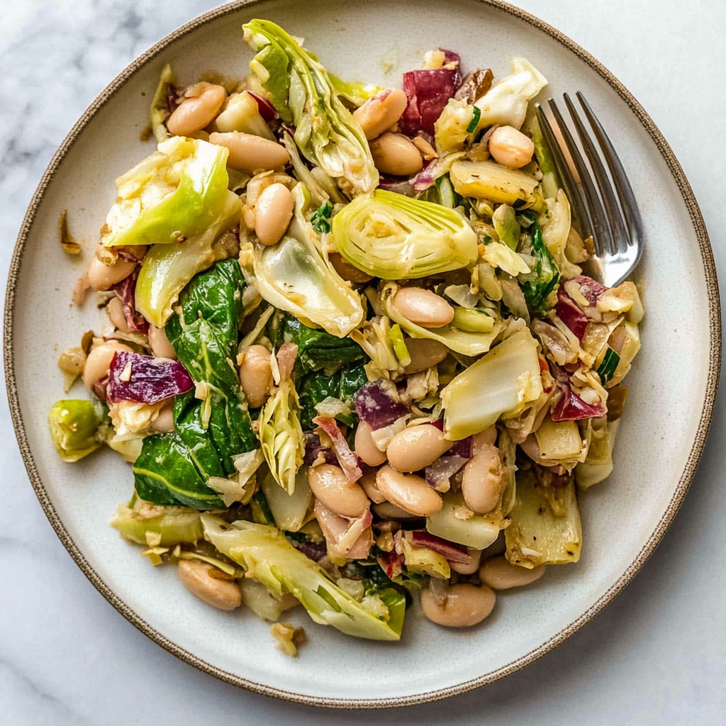 Recipe preparation for artichoke and white bean salad