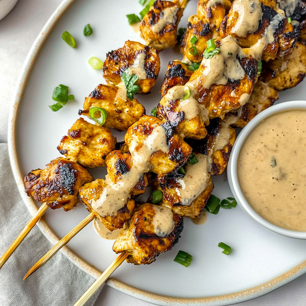 Recipe preparation for satay chicken skewers