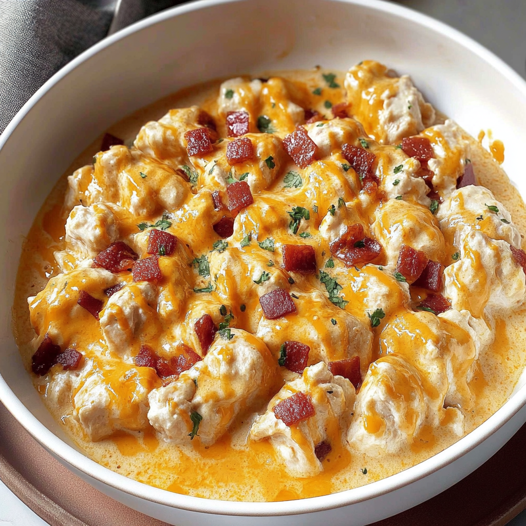 Recipe preparation for Keto Buffalo Chicken Skillet