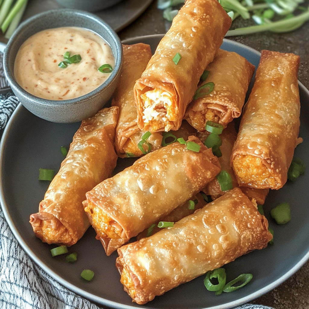 Recipe preparation for Buffalo Chicken Egg Rolls