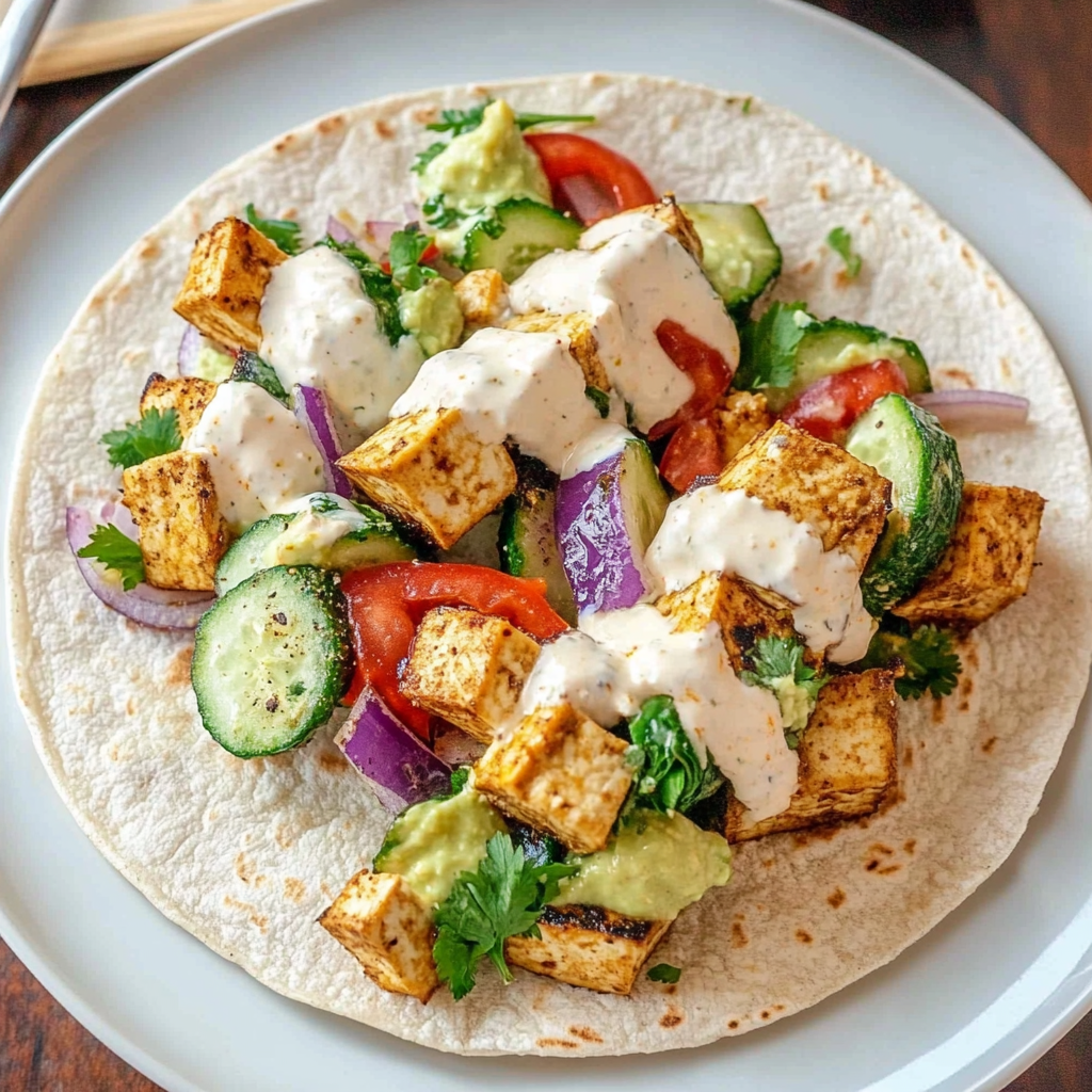 Recipe preparation for Vegan Viral Twist Tofu Wrap