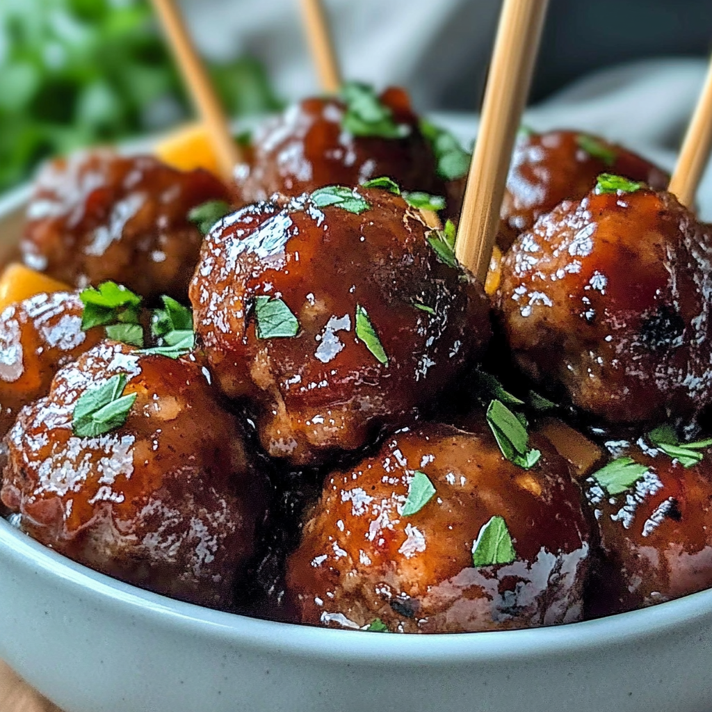 Recipe preparation for Slow Cooker Peach Glazed Meatballs