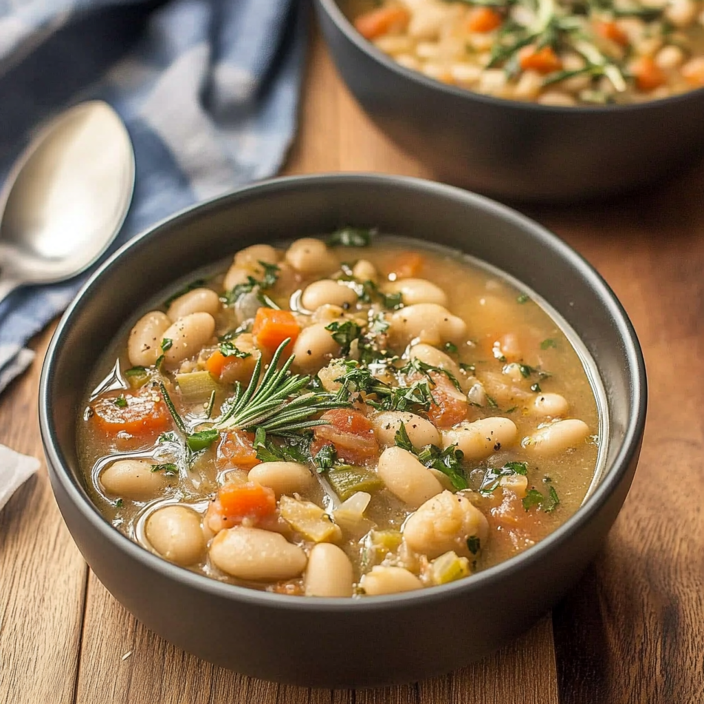 Recipe preparation for Warm White Bean and Rosemary Stew