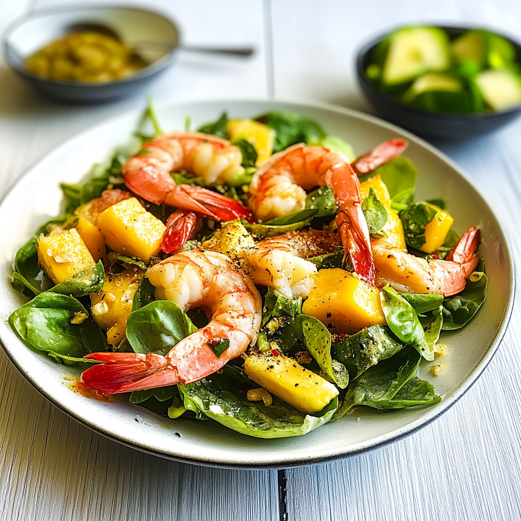 Recipe preparation for Aussie Prawn Salad with Avocado and Mango