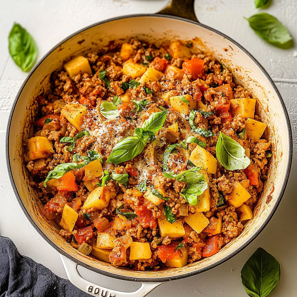 Recipe preparation for Low-Carb Italian Ground Turkey Skillet
