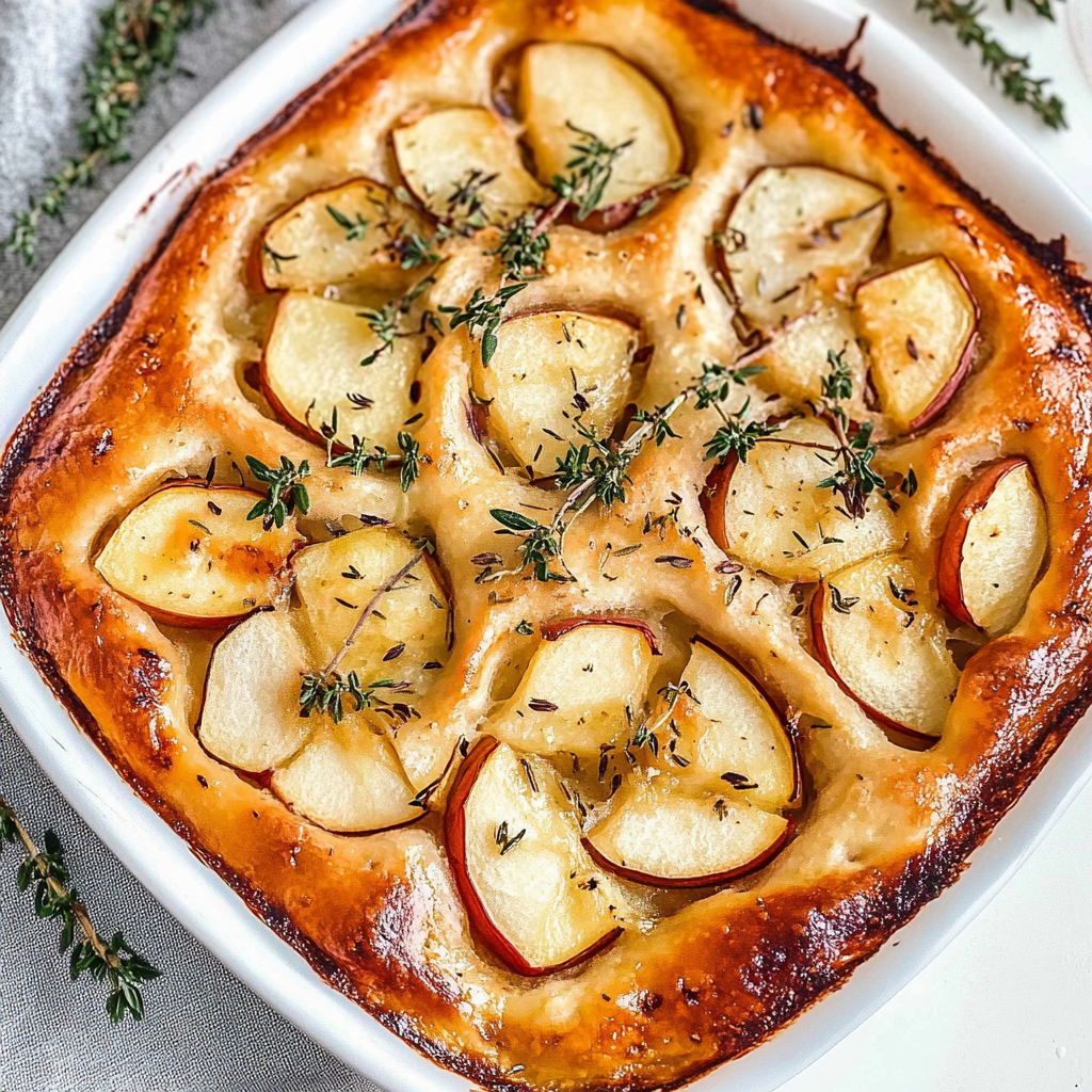 Recipe preparation for Apple Rosemary Focaccia Bread