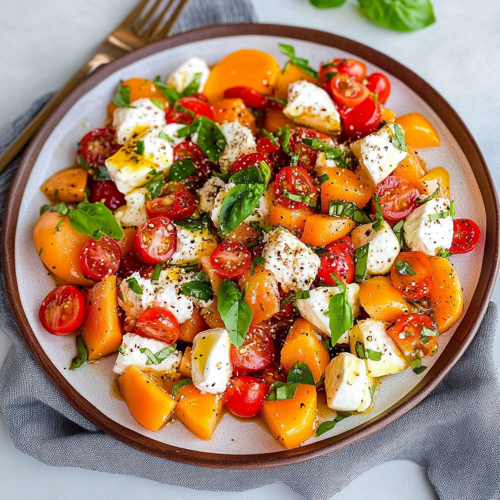 Recipe preparation for Cantaloupe Caprese Salad