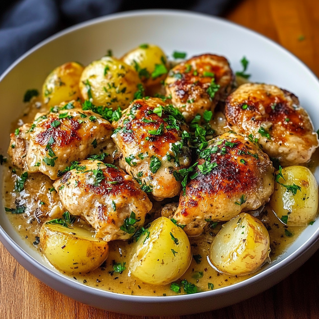 Recipe preparation for Garlic Parmesan Chicken Potatoes