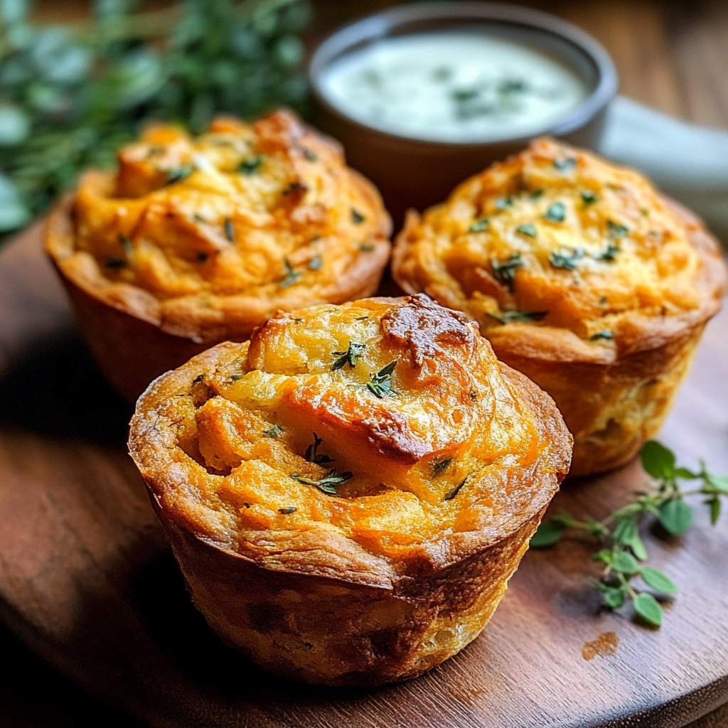 Recipe preparation for Sweet Potato Herb Butter Muffins