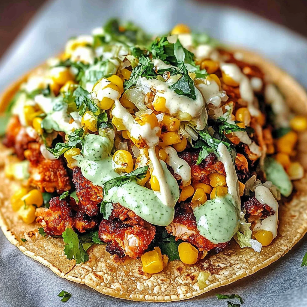 Recipe preparation for Fried Chicken Street Corn Tacos